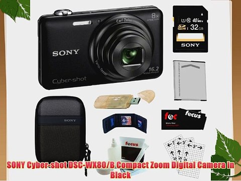 Sony Cyber-shot DSC-WX80/B Compact Zoom Digital Camera in Black Sony 32GB SDHC Class 10