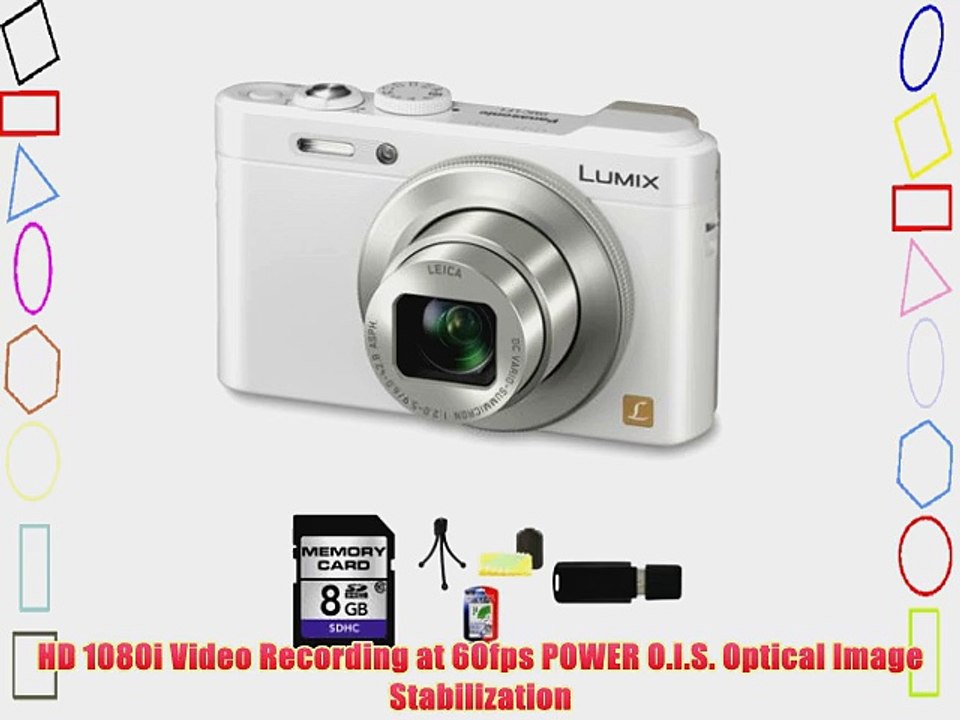 Panasonic Lumix DMC-LF1 DMC-LF1W 12 MP Digital Camera (White)   8GB SDHC Memory Card   Table