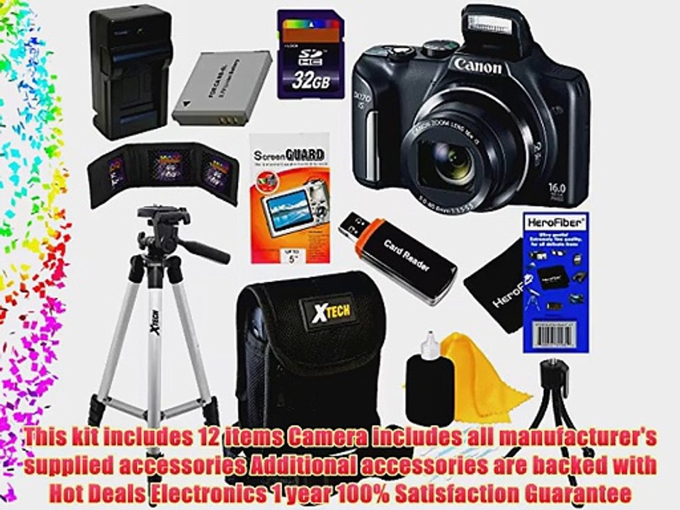 Canon PowerShot SX170 IS 16.0 MP Digital Camera with 16x Optical Zoom and 720p HD Video (Black)