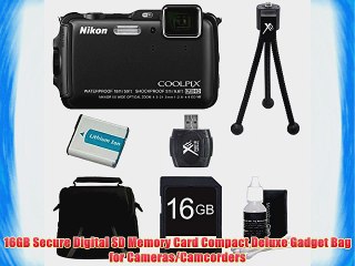COOLPIX AW120 16MP Waterproof Shockproof Freezeproof Black Digital Camera Kit Includes camera
