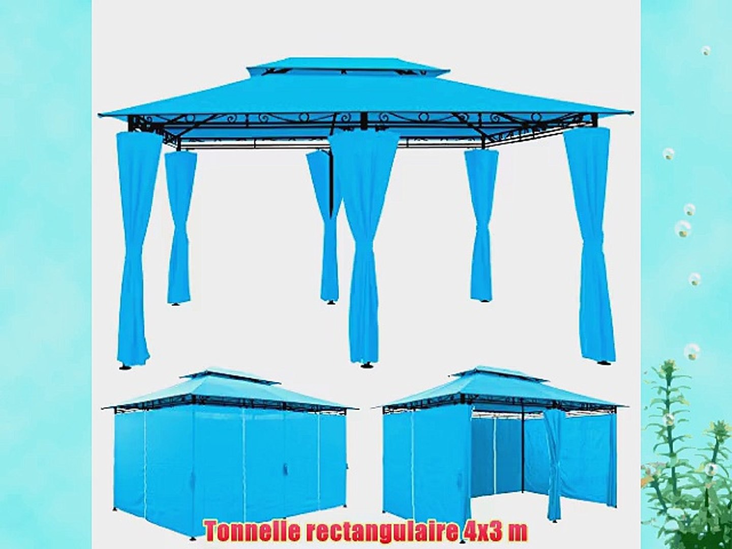 Tonnelle barnum Topas 4x3m Bleu clair - Grande tente de jardin r?ception  pavillon - Video Dailymotion