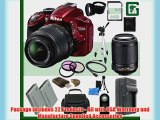 Nikon D3200 CMOS DSLR Camera with 18-55mm VR Lens (Red)   Nikon 55-200mm f/4-5.6G ED IF AF-S