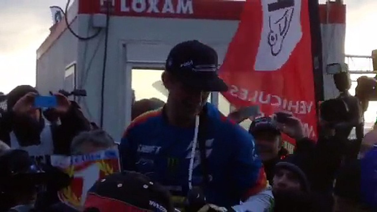 Le Touquet : la joie de Adrien Van Beveren après sa victoire à l'Enduropale 2015