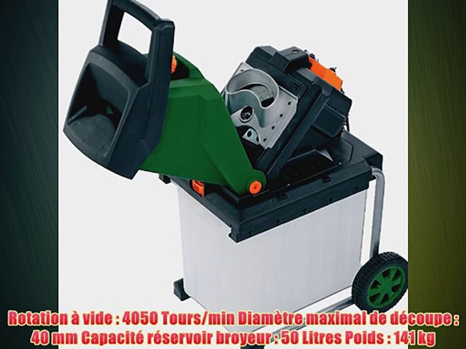 Broyeur de branches vegetaux jardin ?lectrique 2500 watts 50 L