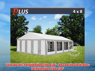 Tente de r?ception 4x8 m PE Tonnelle Chapiteau de jardin Barnum (Gris)