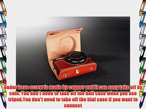Handmade Genuine real Leather Full Camera Case bag cover for Canon G7X Brown Color