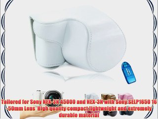 First2savvv white Full body Leather Camera Case pouch Bag for Sony A5000 with SELP1650 16-50mm
