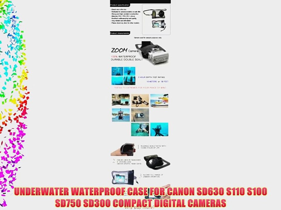 UNDERWATER WATERPROOF CASE FOR CANON SD630 S110 S100 SD750 SD300 COMPACT DIGITAL CAMERAS
