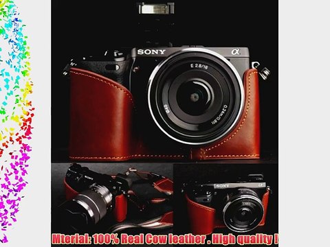 Genuine real COW leather case bag cover for SONY NEX7 NEX-7 Camera half case brown color
