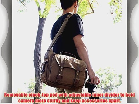 Evecase Large Vintage Canvas DSLR Camera Messenger Shoulder Bags w/Rain Cover for Olympus OM-D