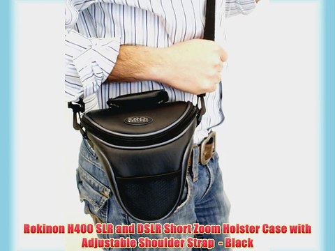 Rokinon H400 SLR and DSLR Short Zoom Holster Case with Adjustable Shoulder Strap - Black