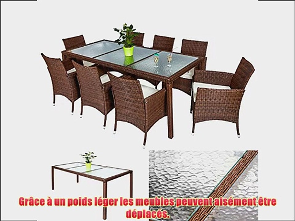 TecTake Salon de jardin 8 1 TABLE DE JARDIN CHOCOLAT EN RESINE TRESSEE CHAISES SALON D'EXTERIEUR