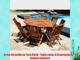 Salon de jardin en Teck Huil? - Table ovale 6/8 personnes   8 chaises pliantes