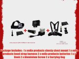 enKo products All-in-One Replacement Kit for GoPro Go Pro with 2 Batteries  1 Head Strap Mount