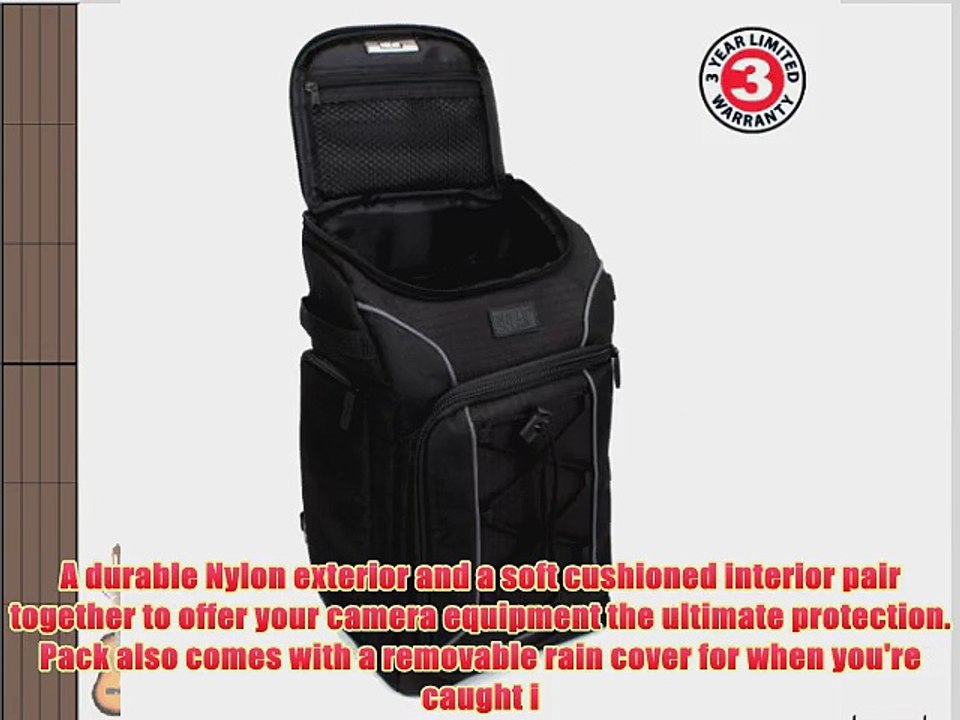 USA Gear S15 DSLR Camera Sling Backpack with Waterproof Rain Cover and Storage for Extra Lenses