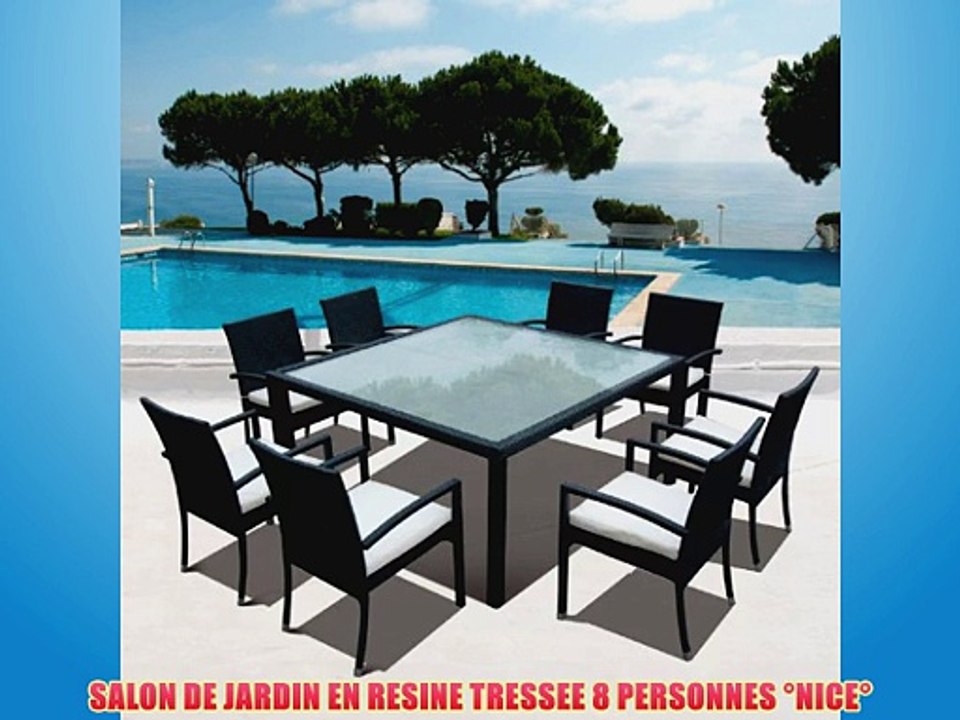 SALON DE JARDIN EN RESINE TRESSEE 8 PERSONNES ?NICE?