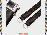 Black Flat Braided Straight Genuine Leather Camera Shoulder Neck Strap 2679