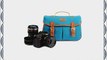 Kattee Vintage PU Leather/ Canvas DSLR Camera Shoulder Bag for Canon Nikon etc (Small Blue)