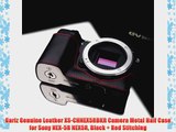 Gariz Genuine Leather XS-CHNEX5RBKR Camera Metal Half Case for Sony NEX-5R NEX5R Black   Red