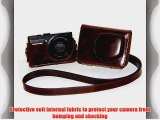 MegaGear Ever Ready Protective Fitted Dark Brown Leather Camera Case  Bag for For Canon Powershot