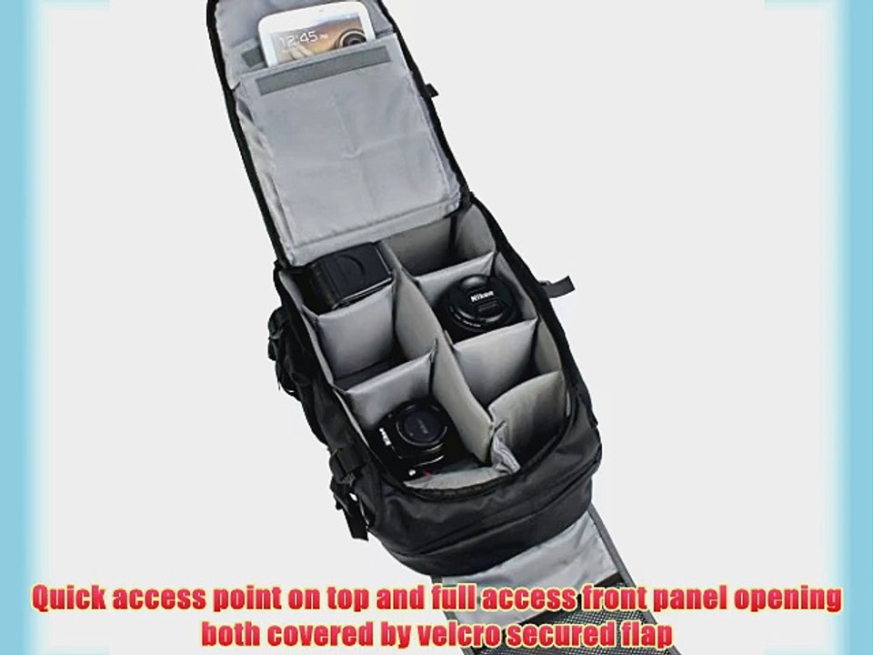 Evecase Black and Gray Camera Large DSLR Backpack for Canon Nikon Sony Fujifilm Panasonic Pentax