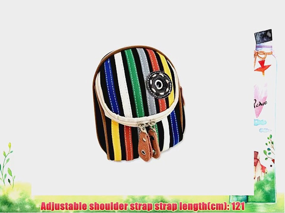 DSstyles Stripe Canvas Shoulder Carrying Bag Case for Fujifilm Instax Mini 7S Instax Mini 8