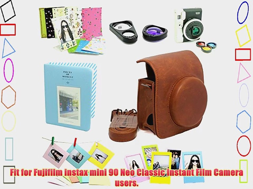 Fujifilm Instax Mini 90 Instant Camera Accessory Bundles Set(Included: Brown Fujifilm Instax