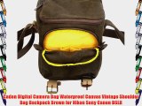 Caden Digital Camera Bag Waterproof Canvas Vintage Shoulder Bag Backpack Brown for Nikon Sony