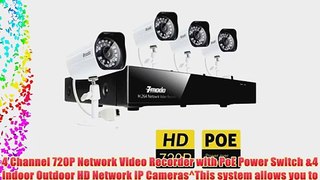 Zmodo 720P 4CH Full HD w/PoE Security Surveillance NVR System With 4 HD Outdoor/Indoor Day/Night