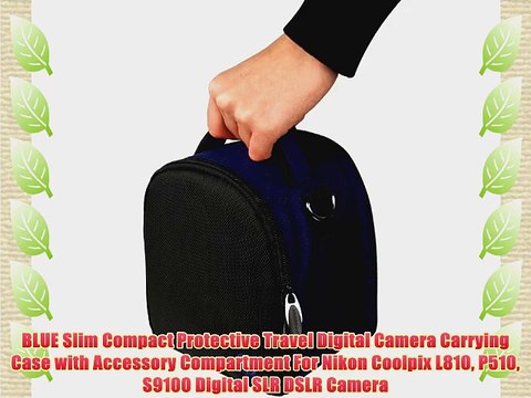 BLUE Slim Compact Protective Travel Digital Camera Carrying Case with Accessory Compartment