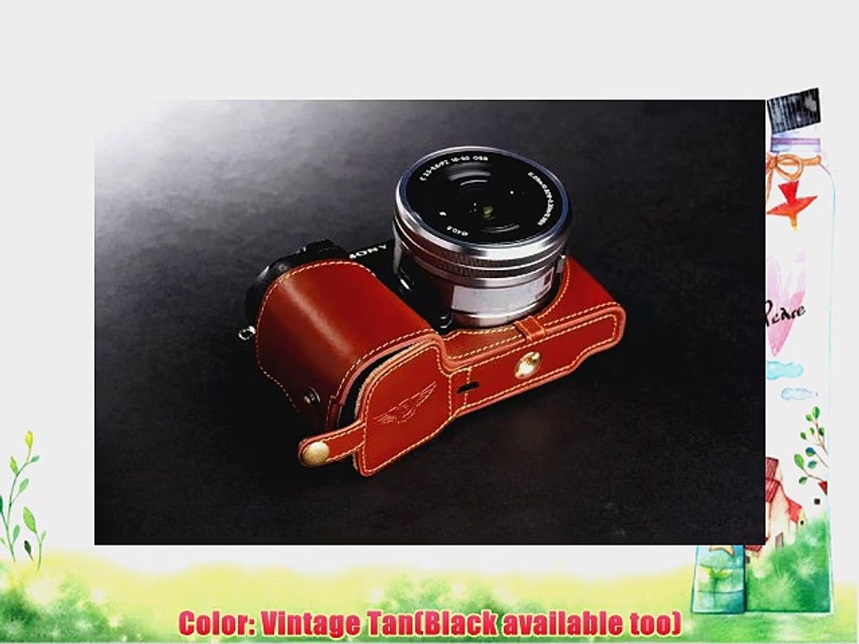 Vintage Tan Genuine Handmade Camera Half Leather Case Bag Cover for Sony NEX 7 NEX7 (Bottom