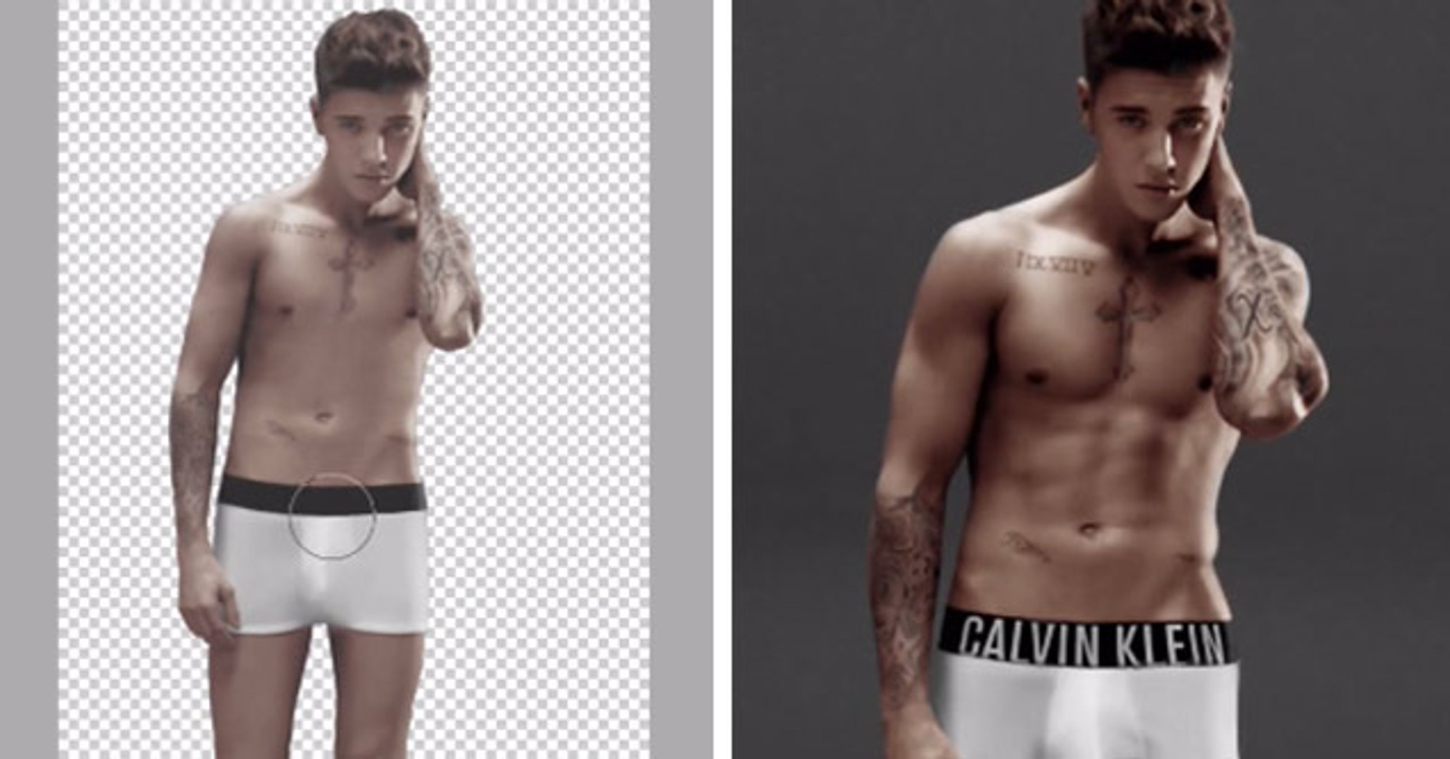 How Bieber Actually Looked In The Calvin Klein Ad Before