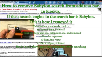 How to remove Babylon search from address bar
