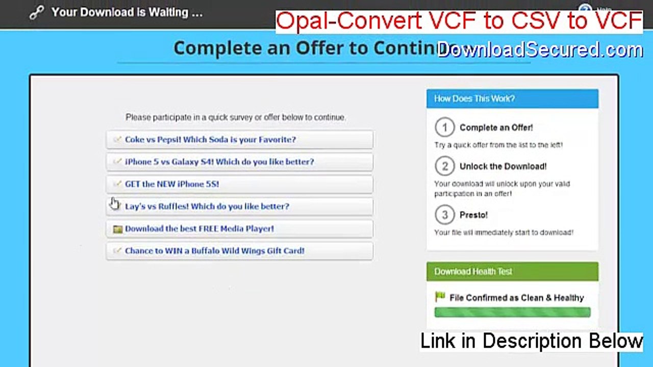 Opal-Convert VCF to CSV to VCF (vCard) Free Download - Risk Free Download (2015)