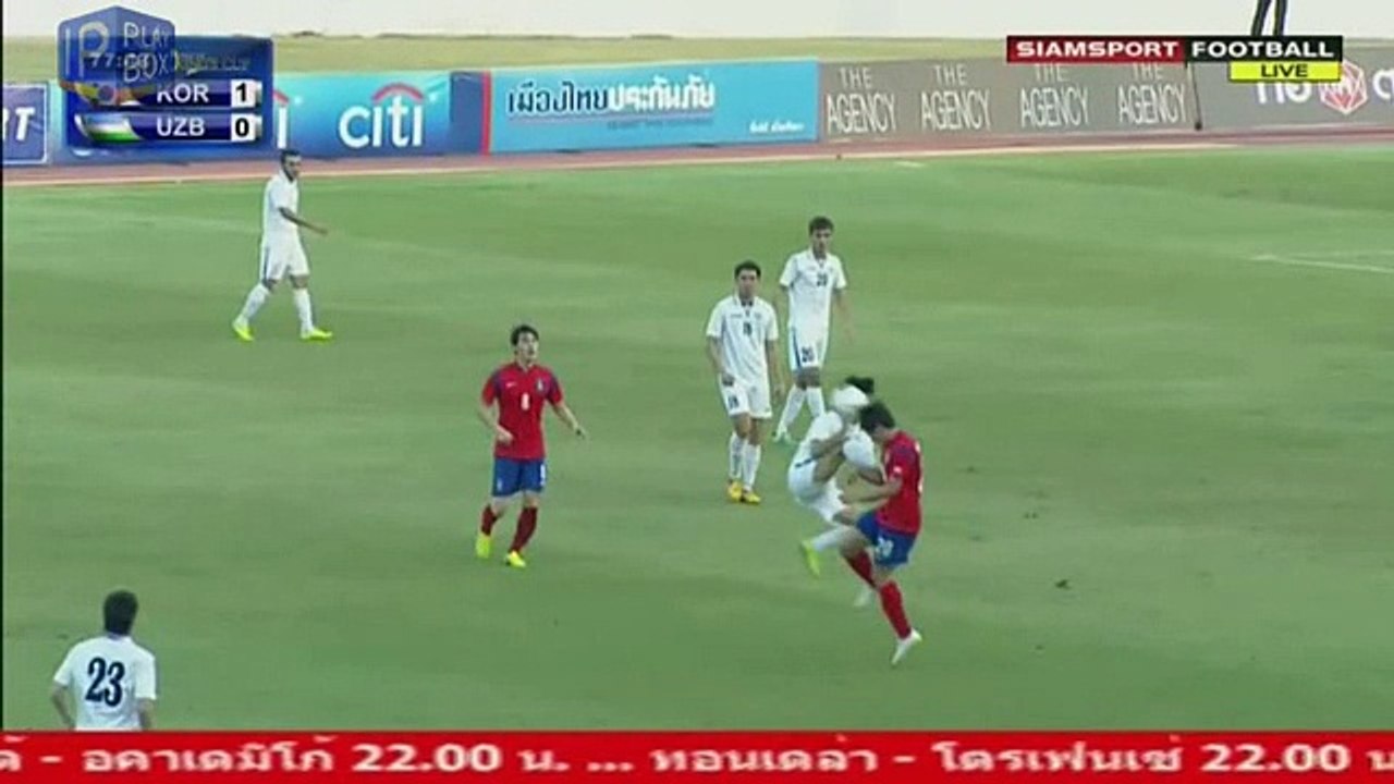 Incroyabel ! Kung-Fu et Coup de poing dans un match de football Ousbekistan vs Corée du Sud (U'22)