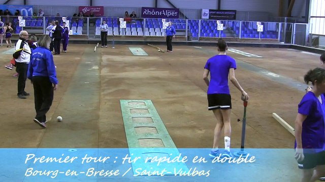 Premier tour, tir rapide en double, Bourg-en-Bresse contre Saint-Vulbas, Sport Boules, J7 Elite Féminine, Saison 2014 /2015