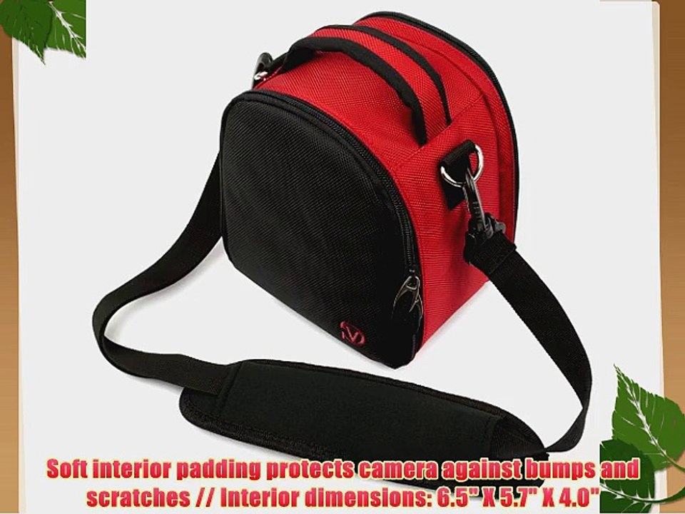 Elegant Laurel Red Handbag Camera Bag with Rear Accessory Pocket and Shoulder Strap for Nikon
