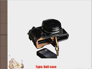 Black Genuine Handmade Camera Half Leather Case Bag Cover for Olympus STYLUS 1 (Bottom open-able)