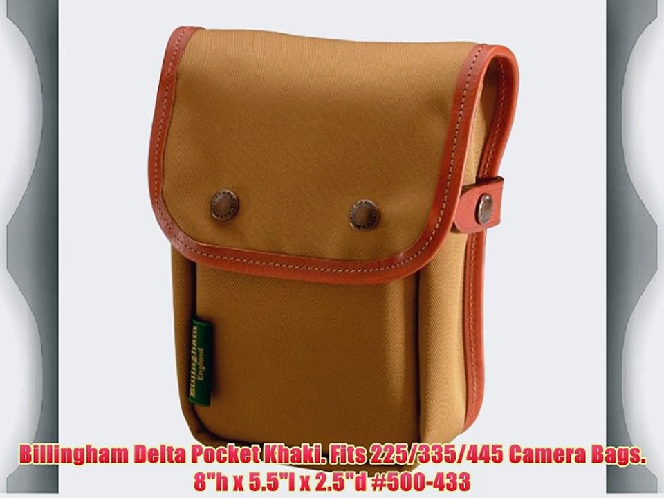 Billingham Delta Pocket Khaki. Fits 225/335/445 Camera Bags. 8h x 5.5l x 2.5d #500-433