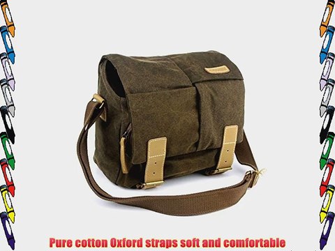 Modovo Canvas DSLR SLR Camera Bag Messenger Bag Removable Inside Pad with Rain Cover 11x 6x
