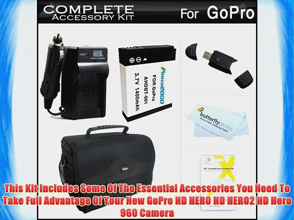 Complete Accessory Kit For GoPro HD HERO HD HERO2 HD Hero 960 Camera Includes Deluxe Large