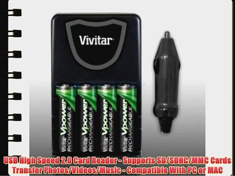 Advanced Accessory Kit Includes USB 2.0 High Speed Card Reader 4AA High Capacity Rechargeable