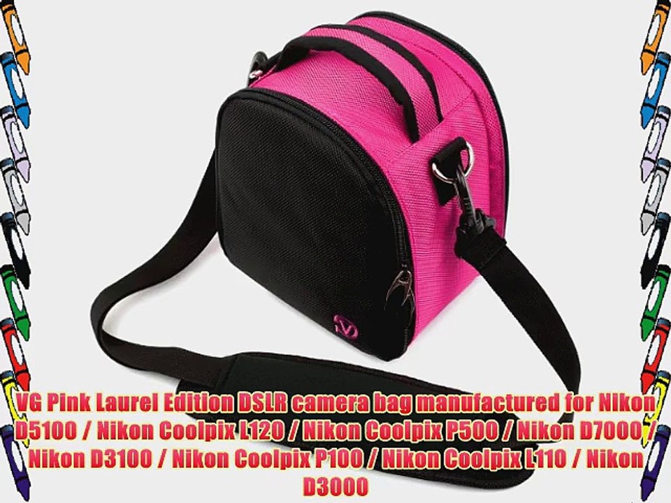 VG Hot Pink Laurel DSLR Camera Carrying Bag with Removable Shoulder Strap for Nikon D5100 /