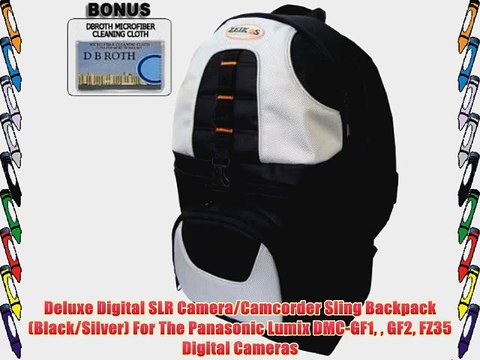 Deluxe Digital SLR Camera/Camcorder Sling Backpack (Black/Silver) For The Panasonic Lumix DMC-GF1
