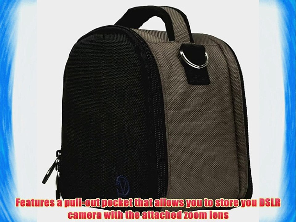 Laurel Compact Edition Silver Grey Nylon DSLR Camera Handbag Carrying Case with Removable Shoulder