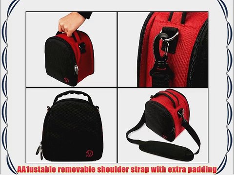 Red Slim Holster Camera Bag Lightweight Protective Carrying Case with Extra Accessory Compartment