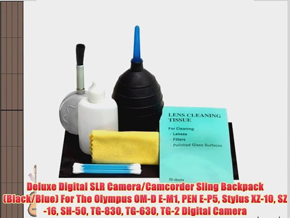 Deluxe Digital SLR Camera/Camcorder Sling Backpack (Black/Blue) For The Olympus OM-D E-M1 PEN