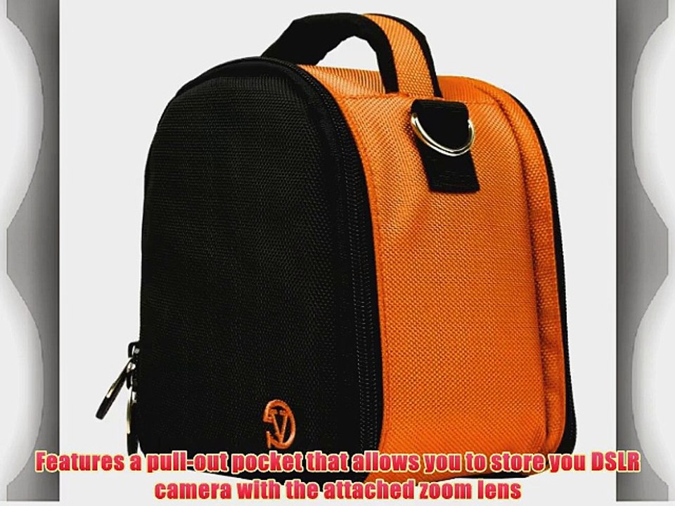 Laurel Compact Edition Nylon Orange DSLR Camera Handbag Carrying Case with Removable Shoulder