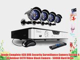 Zmodo Complete 4CH DVR Security Surveillance Camera System 4 IR Outdoor CCTV Video Black Camera