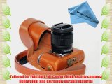 MegaGear Ever Ready Protective Light Brown Leather Camera Case  Bag for Fujifilm X-M1 (XM1
